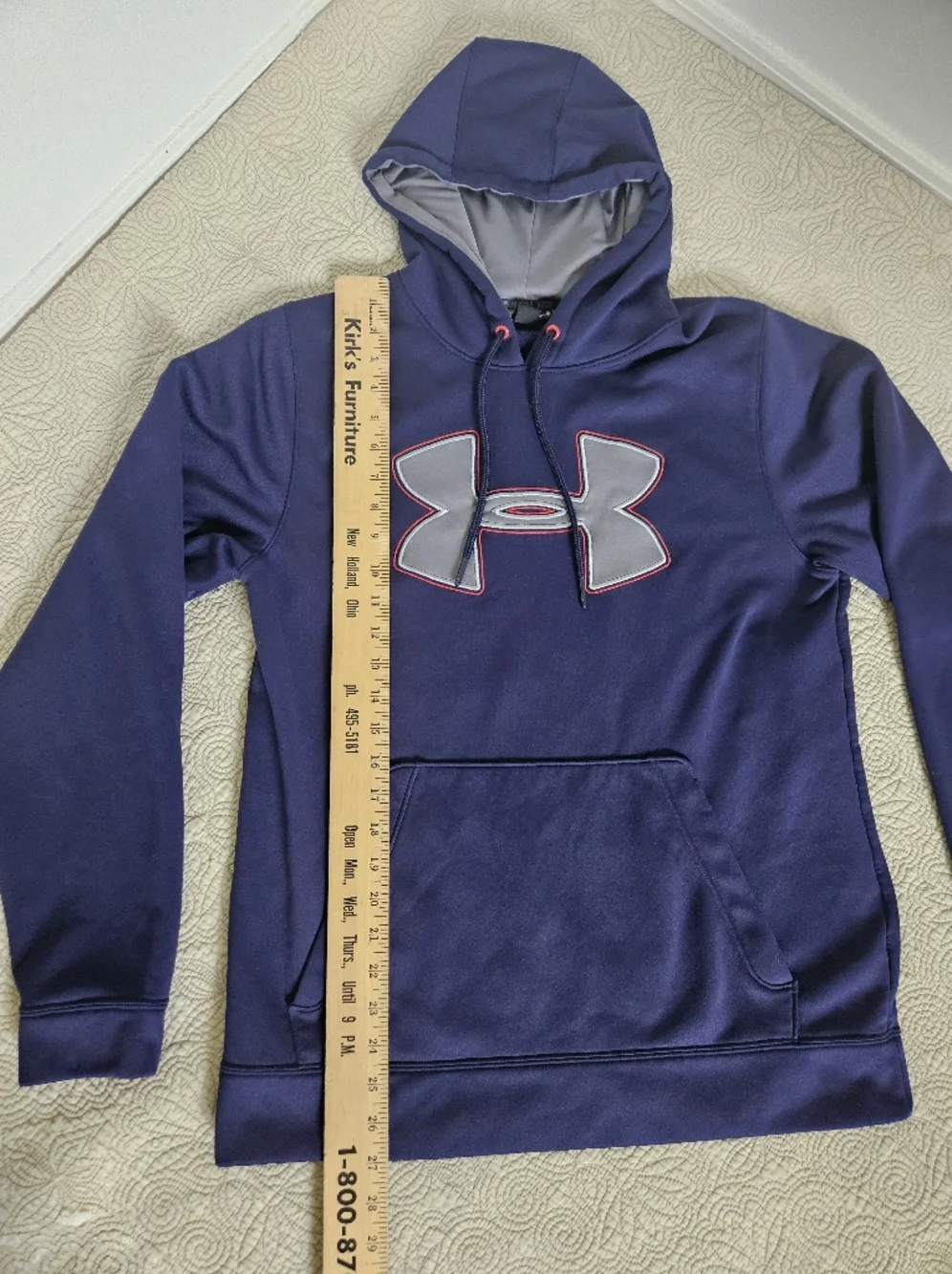 Under armour Fleece Storm Big Logo Men's Hoodie, Size Small - Navy Blue - Picture 2 of 5